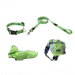 Dog Raincoat Backpack Collar Leash Set